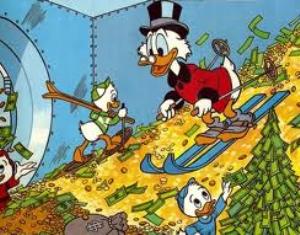 Uncle Scrooge Berseluncur di Coin Emas