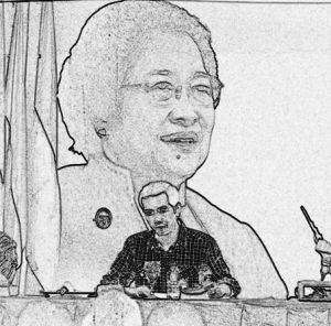 JOKOWI DAN MEGAWATI SOEKARNOPUTERI. Di bawah payung ‘politik bebas aktif’ dalam enam bulan ini, Presiden Jokowi berkali-kali seakan menjalani metafora Soekarno, “aku mengayunkan pedang ke sekelilingku untuk mempertahankan diri.” 